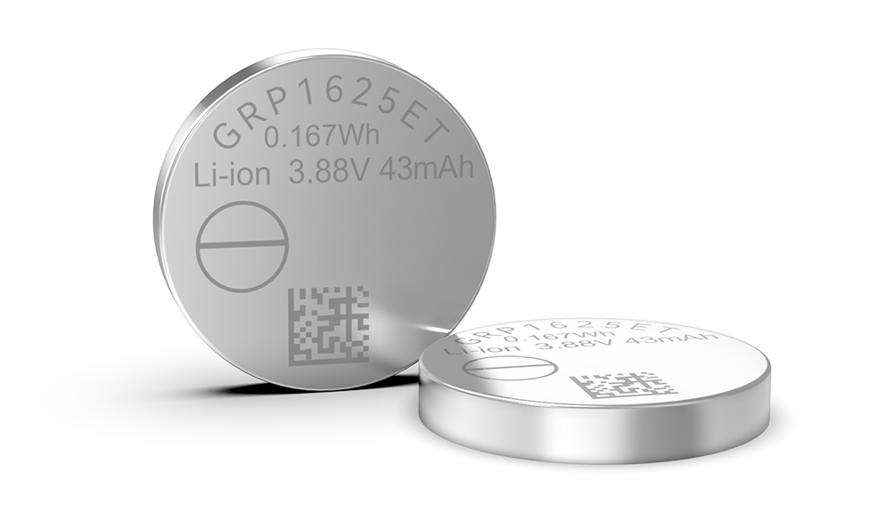GRP1625ET 3.7V可充電鋰離子紐扣電池